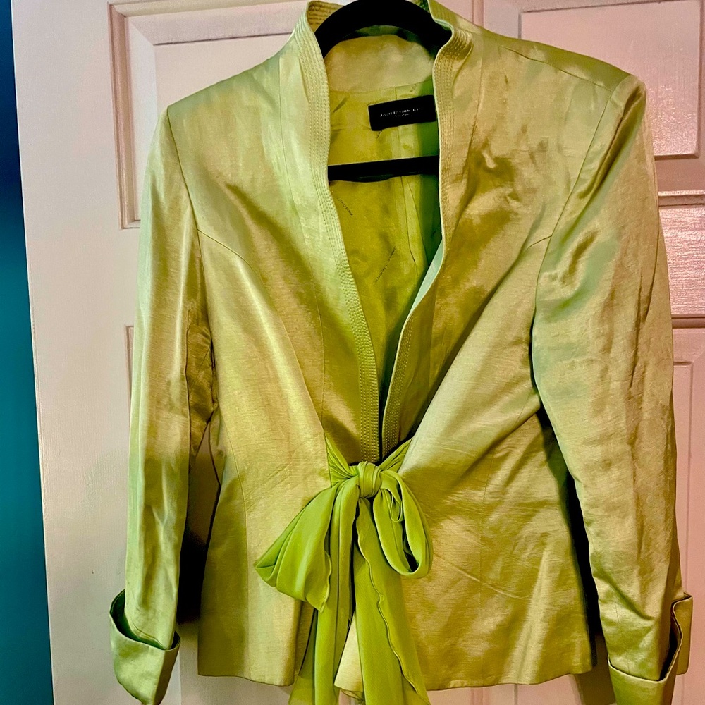 Javier Simorra Barcelona lime Silk Green Evening Jacket
